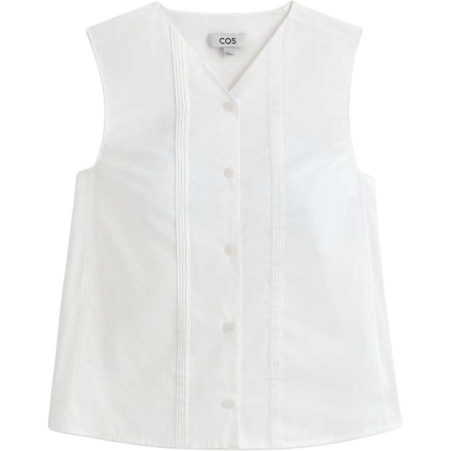 COS Vests Women's White V Neck Moderate