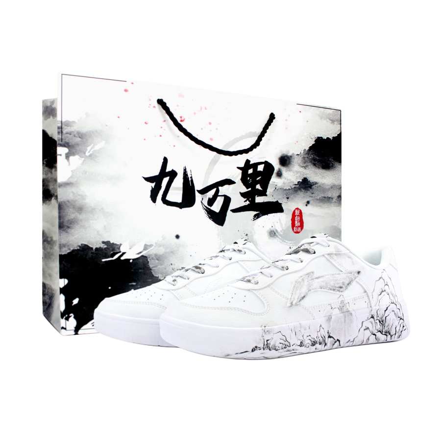 Li-Ning Li Ning Floating Boat Abrasion Resistant Lightweight Low top Skateboard Shoes Men's White Gray