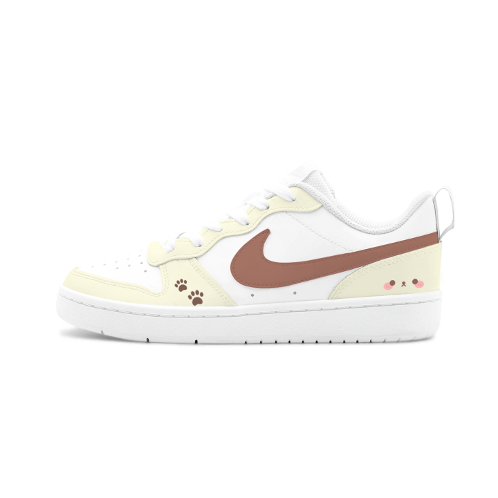 Nike Nike Court Borough Treading On Flowers, Warm Brown Kitten Low top Kids' Skateboarding Shoes Custard Unisex