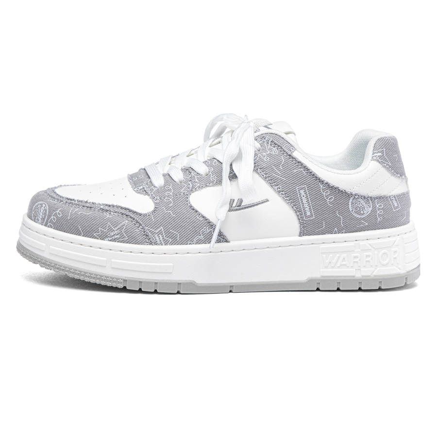 WARRIOR Cushioning Abrasion Resistant Slip Resistant Low top Skateboard Shoes Men's White Gray