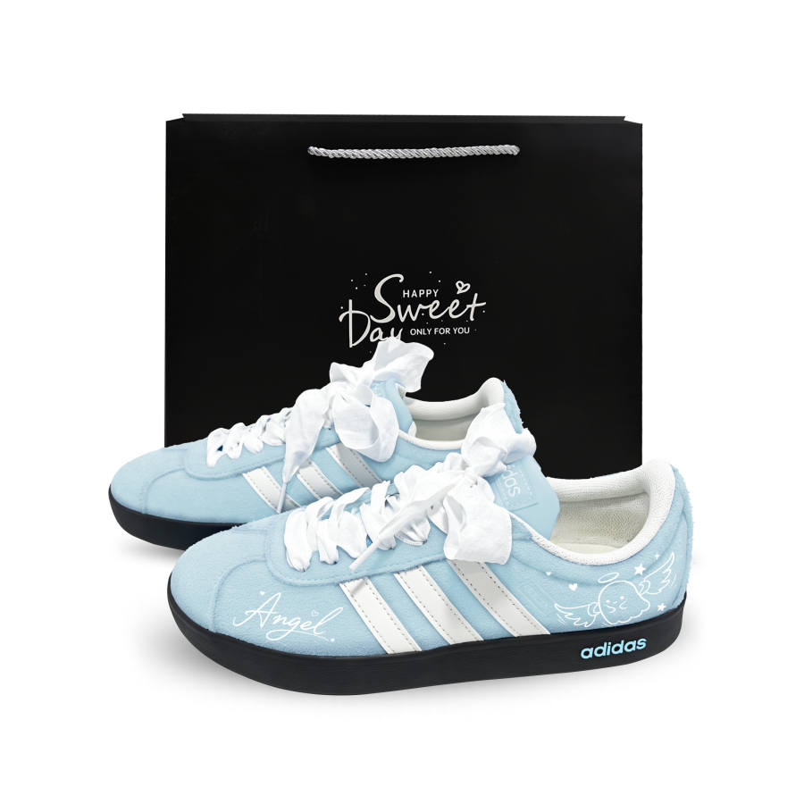Adidas Adidas VL COURT 2.0 Angel R Slip Resistant Cushioning Abrasion Resistant Low top German Army Trainers Unisex Blue White