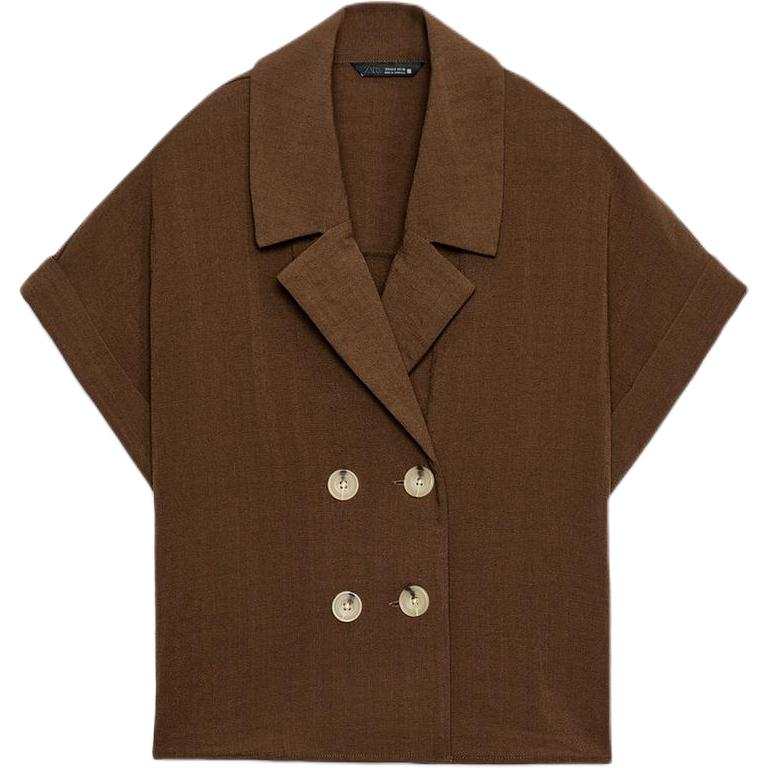 ZARA Shirts Women's Light Brown Lapel