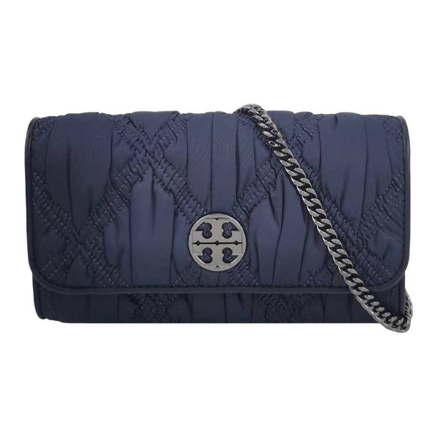 TORY BURCH TORY BURCH Tory Burch Adjustable Strap Fabric Shoulder Bag Small Women's Blue