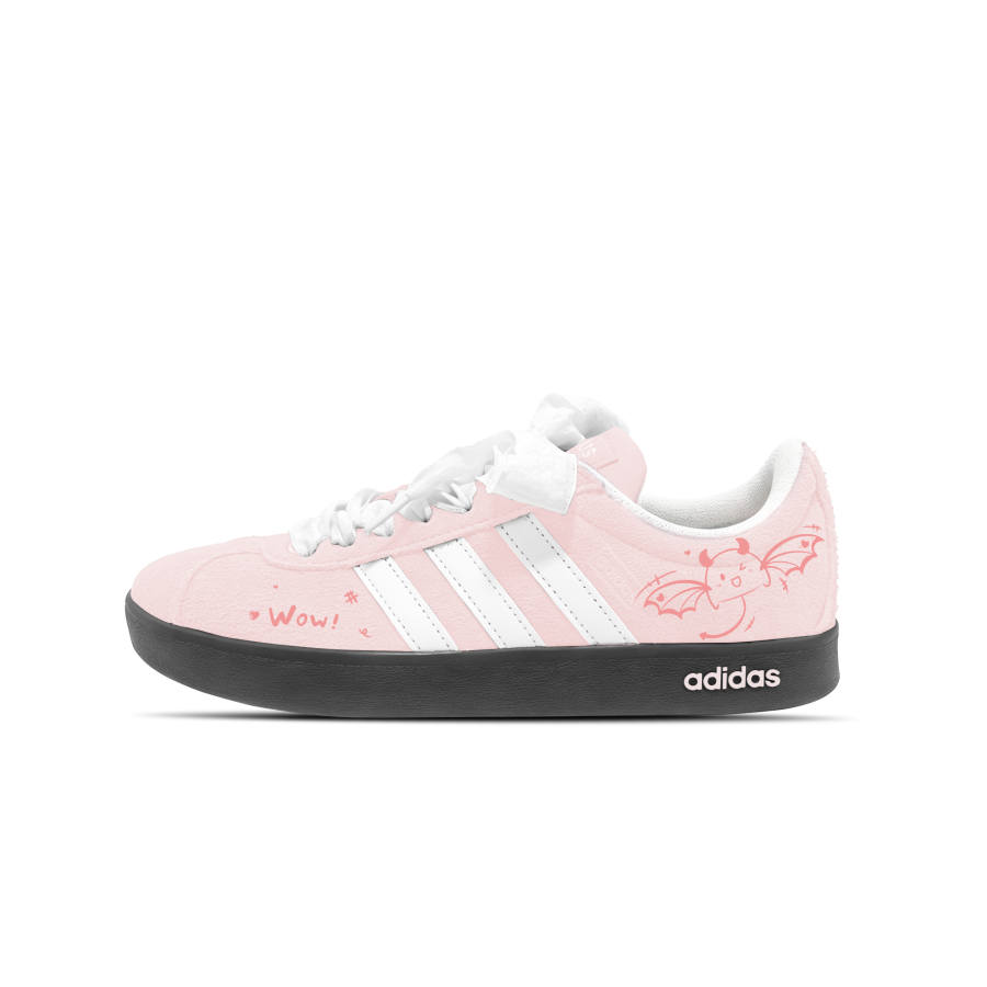 Adidas Adidas VL COURT 2.0 Demon Slip Resistant Cushioning Abrasion Resistant Low top German Army Trainers Unisex Pink White