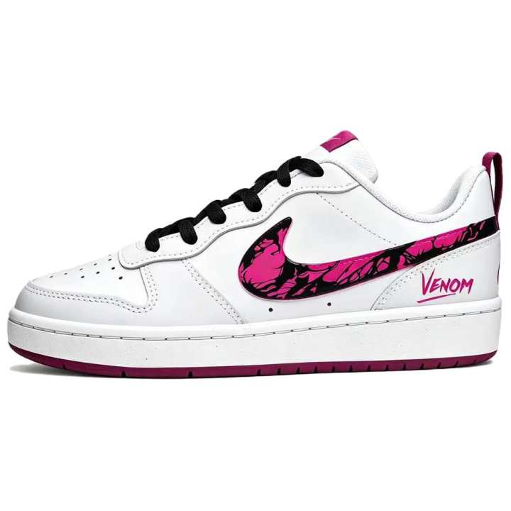 Nike Nike Court Borough Synthetic Leather Slip Resistant Low top Skateboard Shoes Women's White Purple