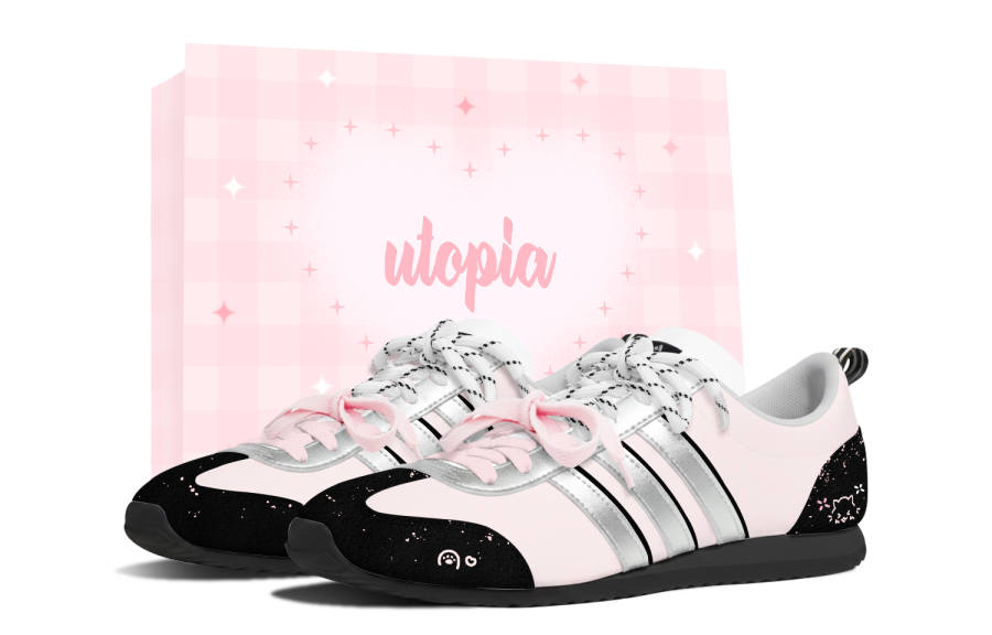 Adidas Adidas VS JOG 2.0 Diary Of A Sweet Cat Lightweight Breathable Low top German Army Trainers Unisex Black Pink