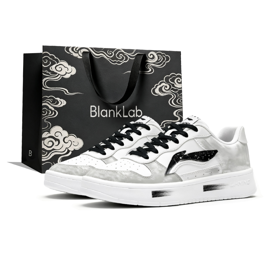 Li-Ning Li Ning Floating Boat Ink Blade Starlight Abrasion Resistant Breathable Low top Skateboard Shoes Men's Black White
