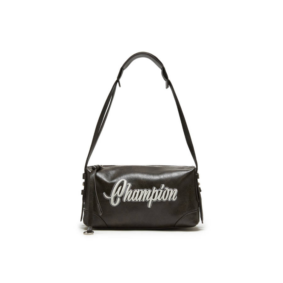 Champion Synthetic Leather Crossbody Bags Regular Unisex Dark Gray/Light Brown