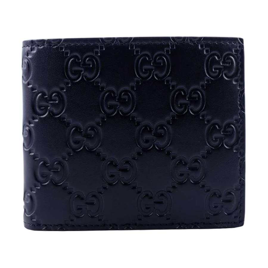 GUCCI Signature GG Leather Wallet Men's Marine Blue