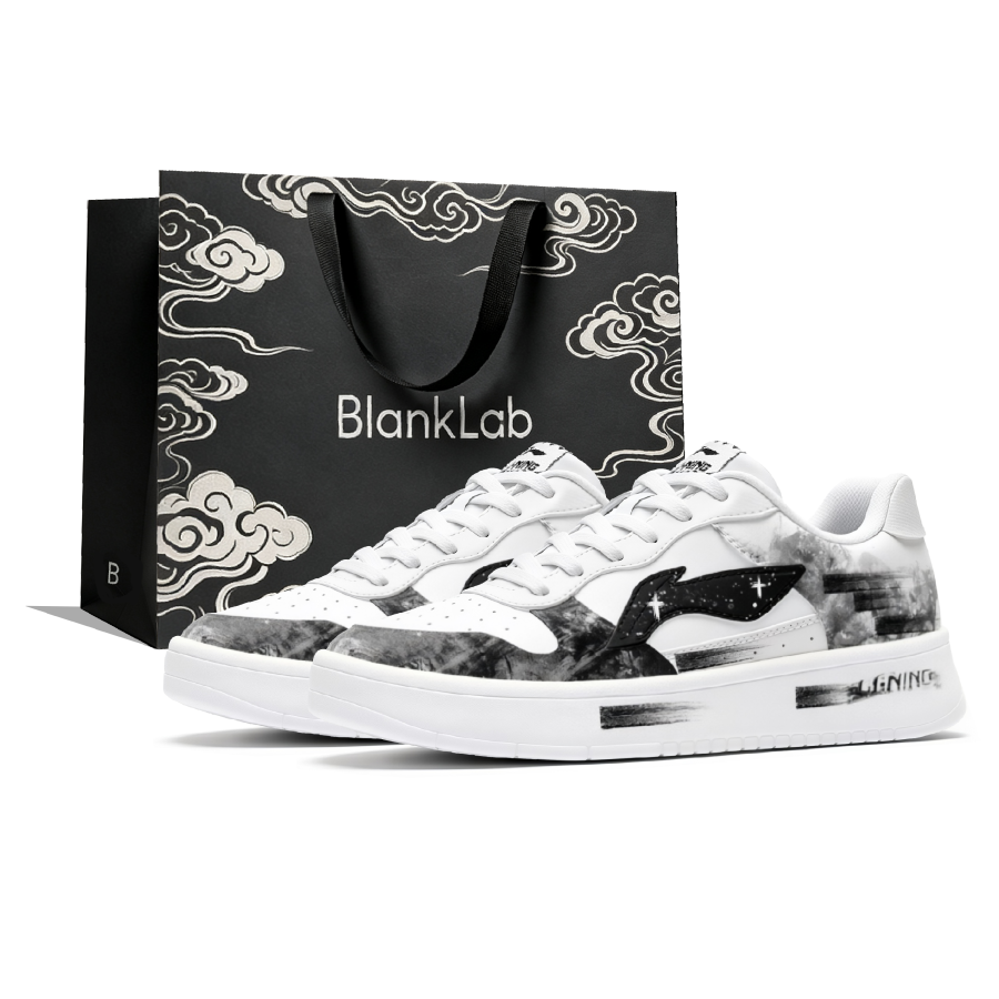 Li-Ning Li Ning Floating Boat Ink Stain Abrasion Resistant Lightweight Breathable Low top Skateboard Shoes Men's Black White