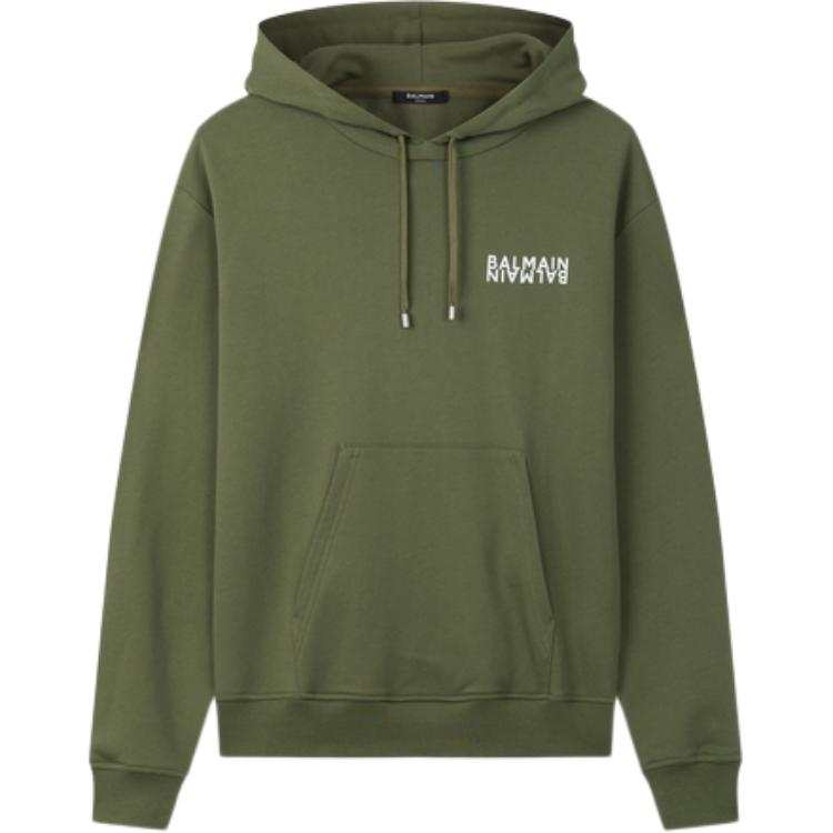 BALMAIN Sweatshirts Men's Khaki Hooded Non Detachable Moderate