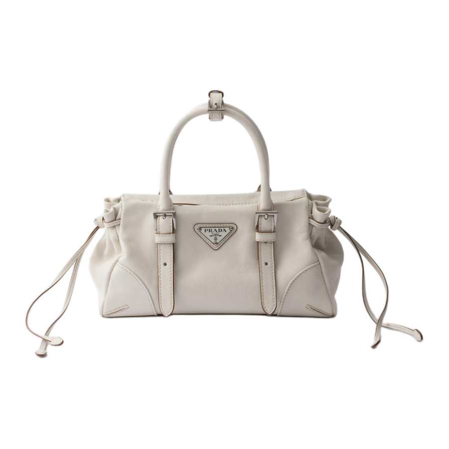 PRADA Bonnie Cow Leather Handbag Small Women's White