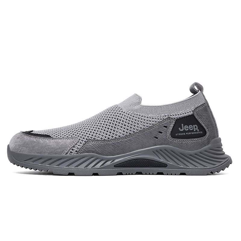 Jeep Cushioning Abrasion Resistant Quick Dry Support Balance Lightweight Rebound Low top Casual Shoes Men's Gray Black