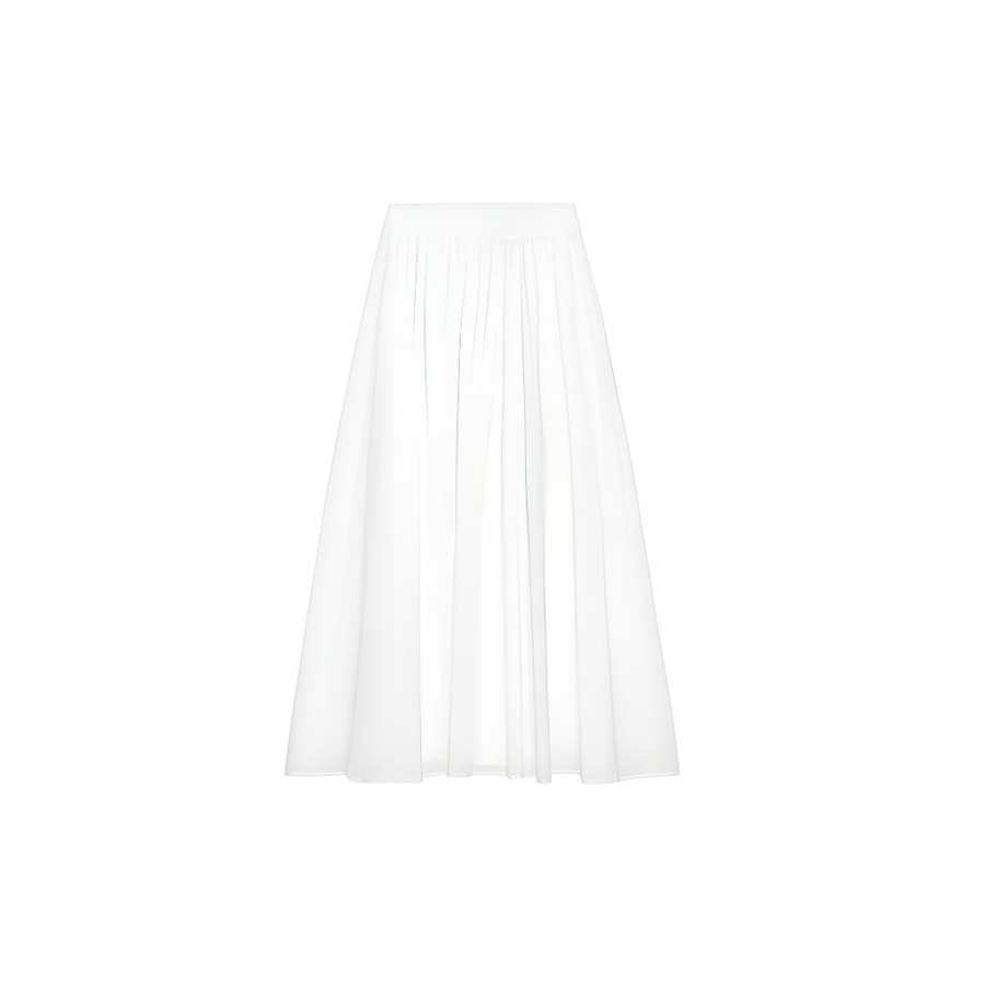 ZARA Casual Long Skirts Women's White Moderate Midi Skirt A Line Skirt
