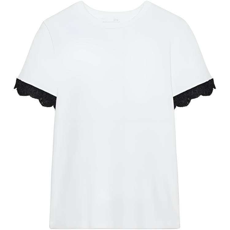 ZARA T Shirts Women's Black/White Crew Neck