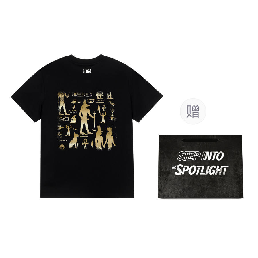 MLB T Shirts Unisex Ghost Book Black Limited Shopping Bag Crew Neck Moderate Straight Fit