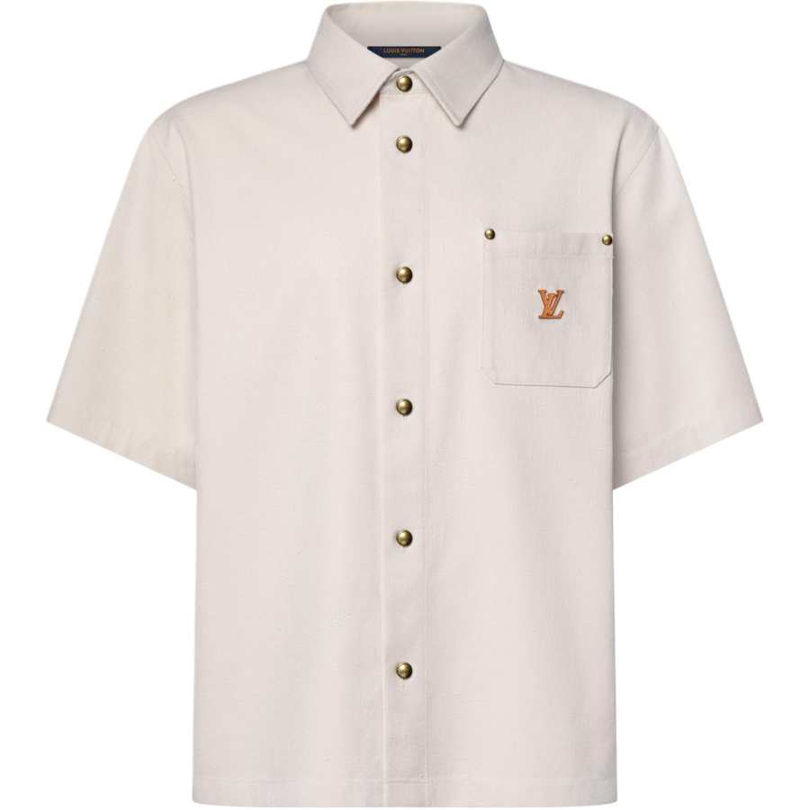 LOUIS VUITTON Shirts Men's Ecru Lapel Moderate Straight Fit