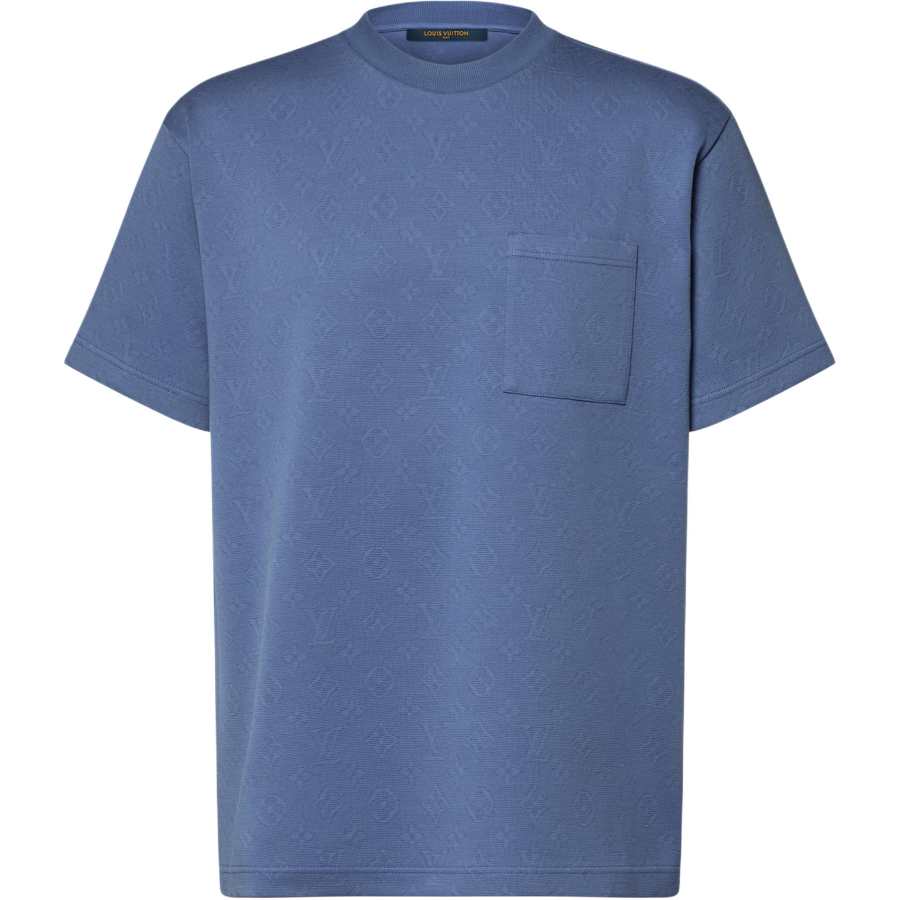 LOUIS VUITTON Monogram T Shirts Men's Marine Blue Crew Neck Straight Fit