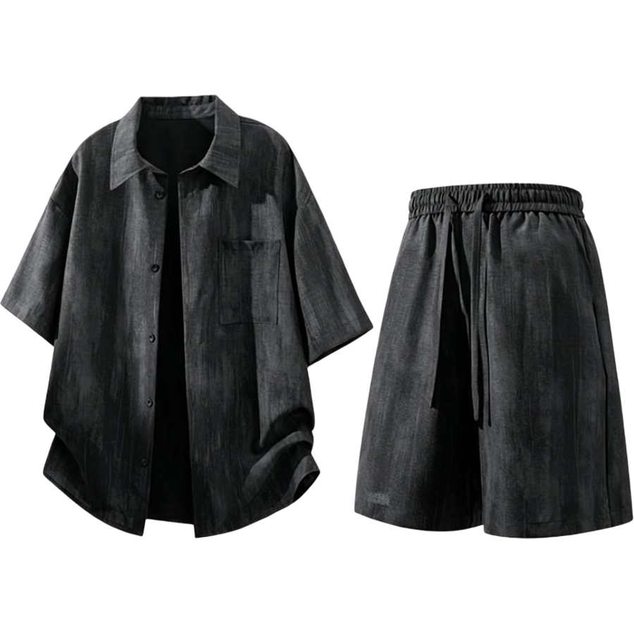 Sugarfunk Sugarfunk Shirt Matching Sets Men's Lapel Thin