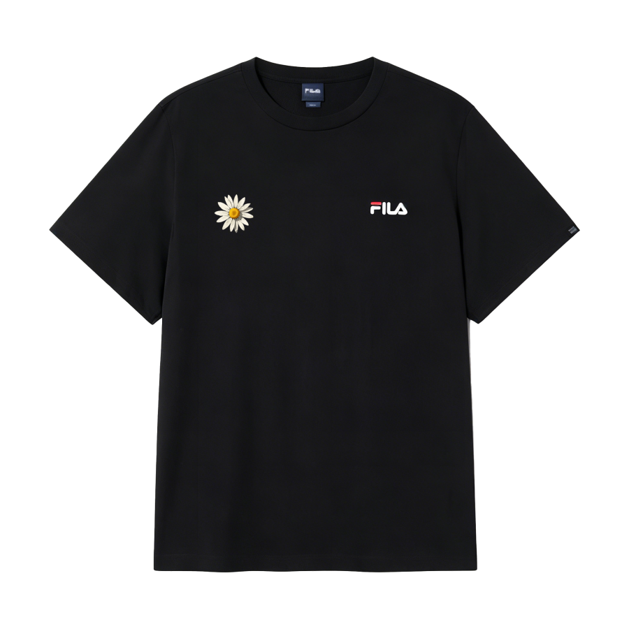 FILA T Shirts Unisex Black Blk Crew Neck Moderate