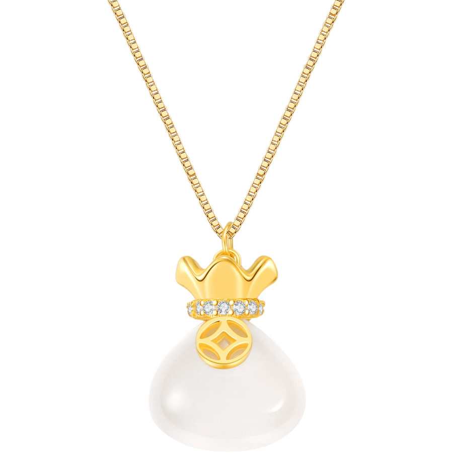 MOLADY Chalcedony Natural Jade Necklace Exquisite Box Women's