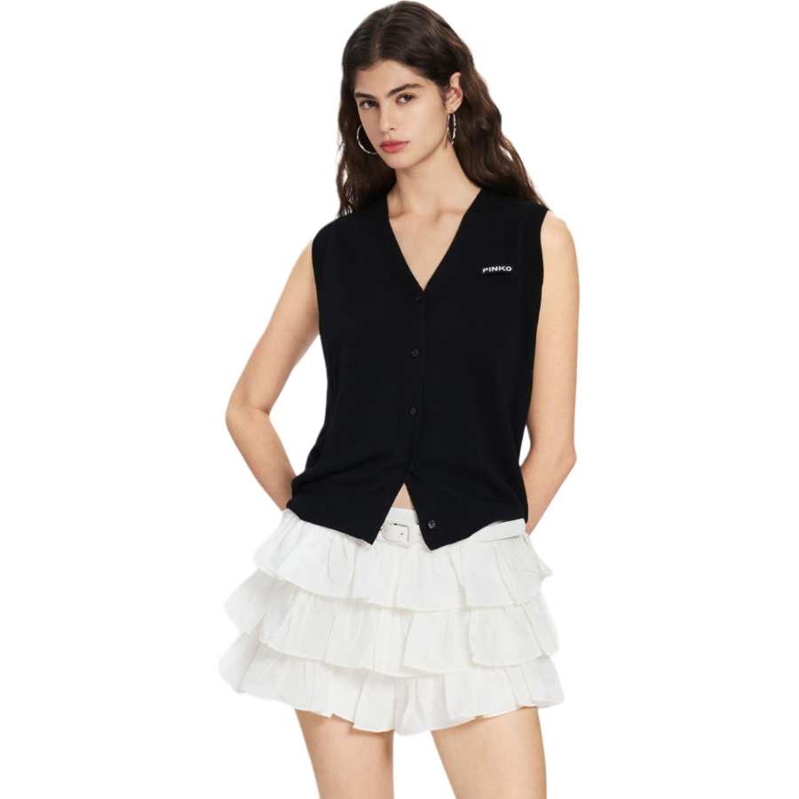 PINKO Vests Women's Black V Neck Moderate Other