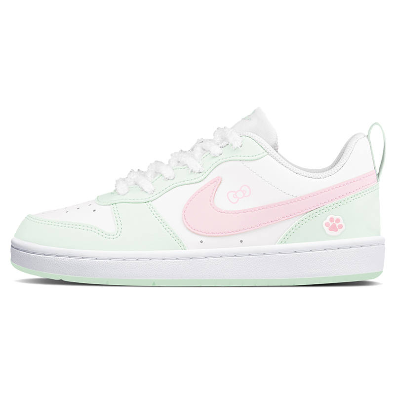 Nike Nike Court Borough Meow Claw Milk Green Low top Kids' Skateboarding Shoes Pink Green Teenagers