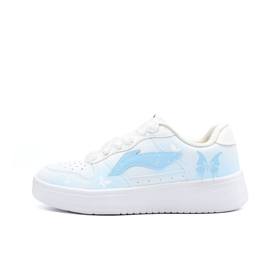 Li-Ning Li Ning Floating Boat Lightweight Abrasion Resistant Low top Skateboard Shoes Women's Blue White