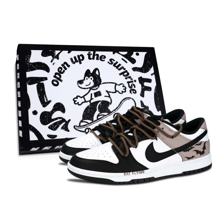 Nike Nike Dunk Black White, White Brown Black Rhyme Leather Low top Skateboard Shoes Unisex