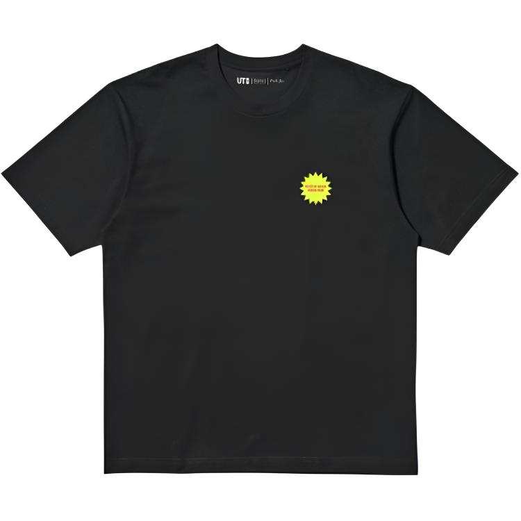 UNIQLO T Shirts Unisex 09 Black Crew Neck Moderate