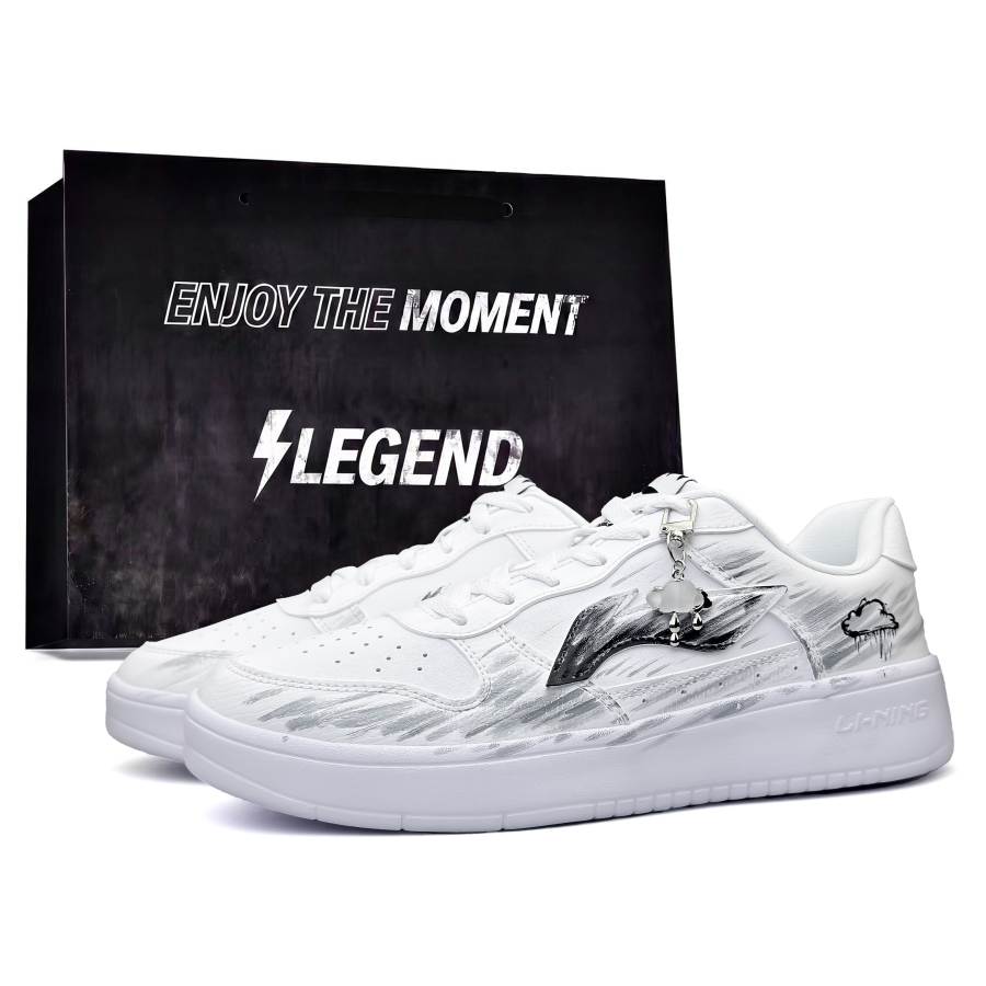 Li-Ning Li Ning Floating Boat Skateboard Shoes Unisex Low Top Gray White
