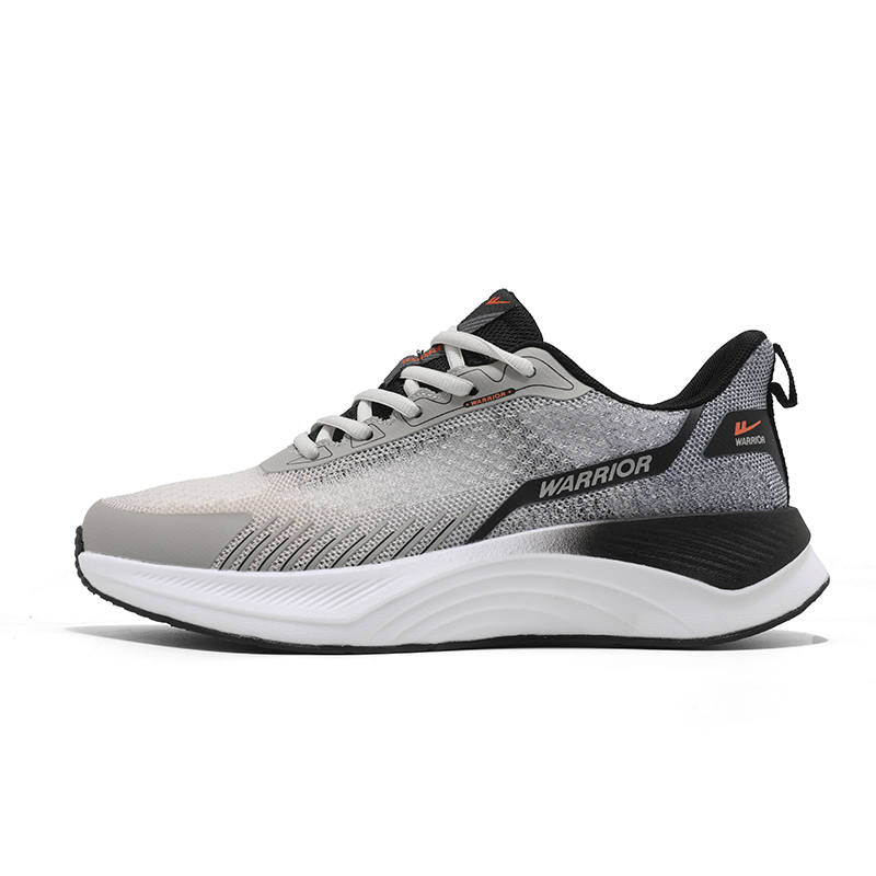 WARRIOR Running Shoes Unisex Low Top Gray Black Orange, Black White