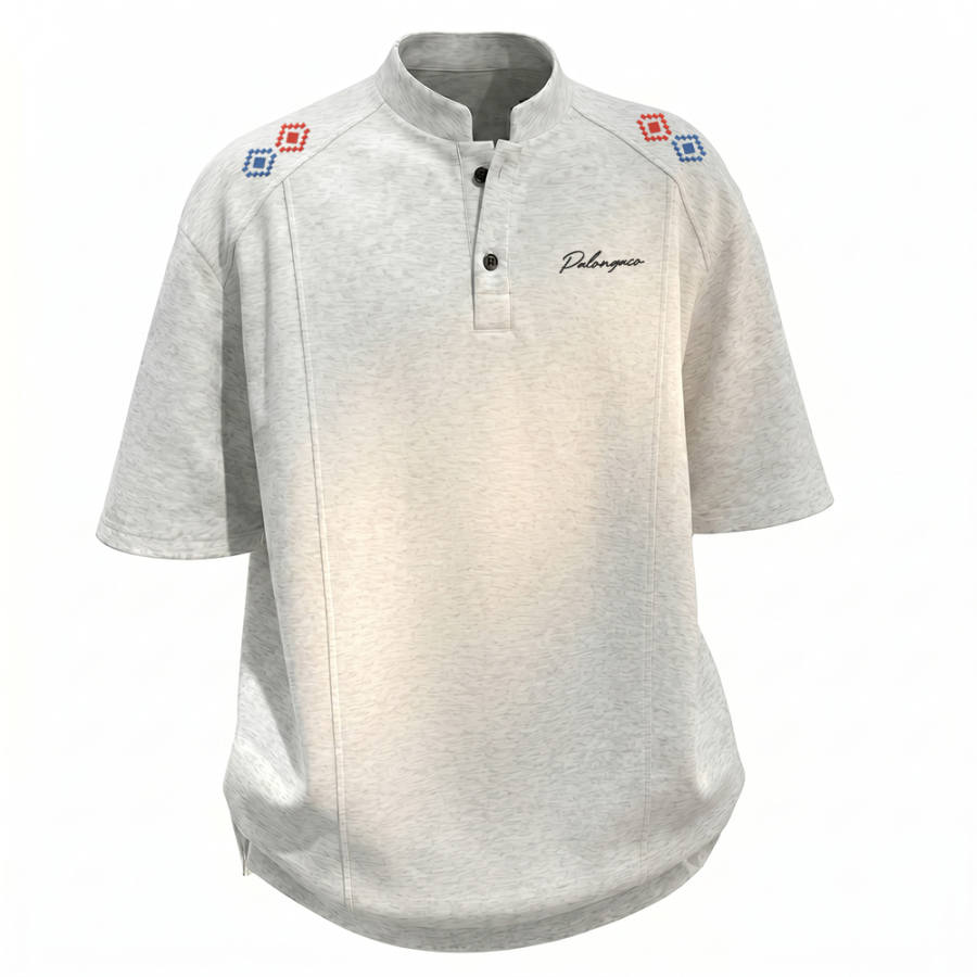 PAL ONGACO Polo Shirts Unisex Henry Collar Moderate Straight Fit