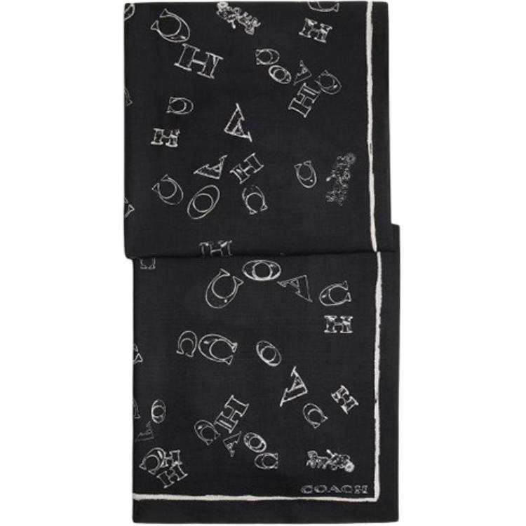 COACH Cashmere Mulberry Silk Knit Scarves Unisex Black