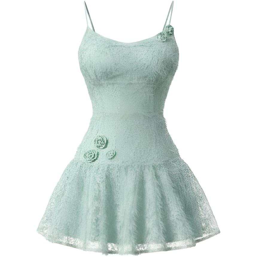 CHARM GLOW Slip Dresses Women's Green Camisole Thin Short Skirt A Line Skirt
