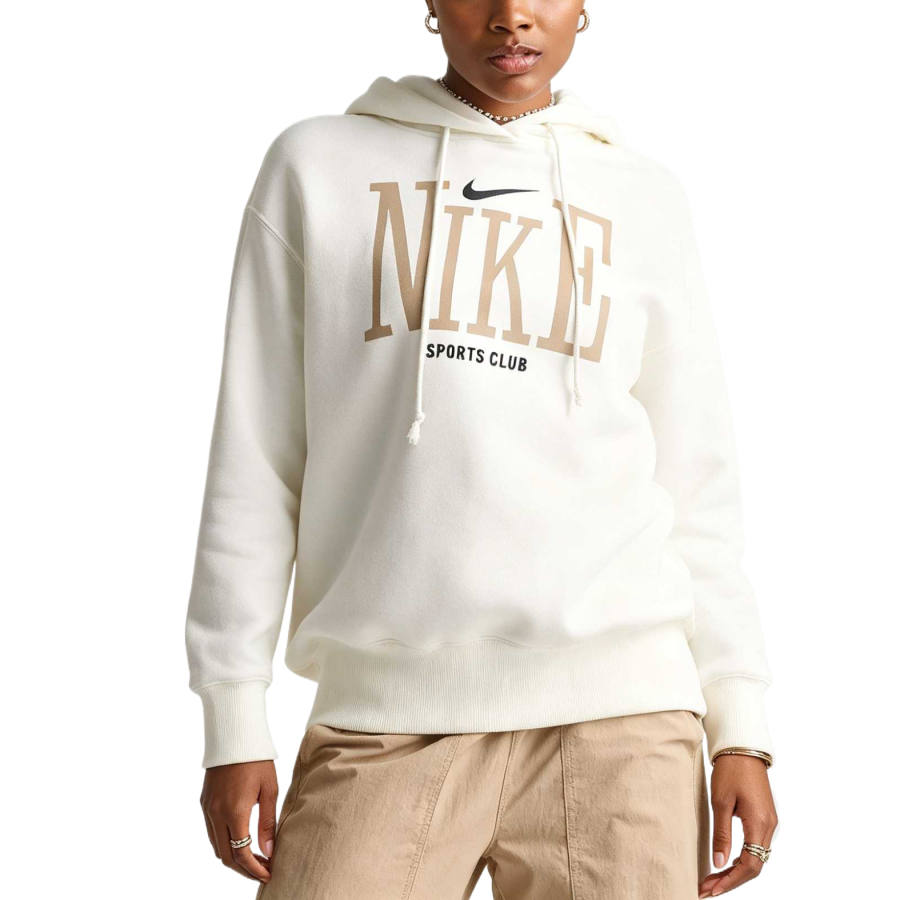 Nike Nike Sportswear Phoenix Fleece Sweatshirts Women's Sail White/Black Hooded Non Detachable Moderate
