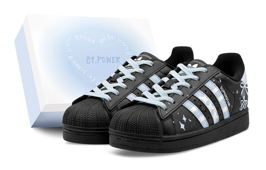 Adidas Originals Superstar 2 Skateboard Shoes Unisex Low Top Black/Blue