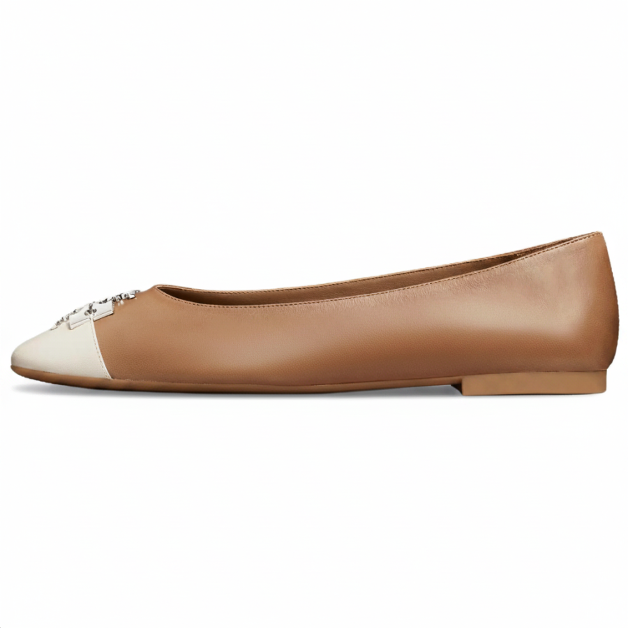 TORY BURCH Women's Casual Shoes Women's Almond & Light Cream White & Silver