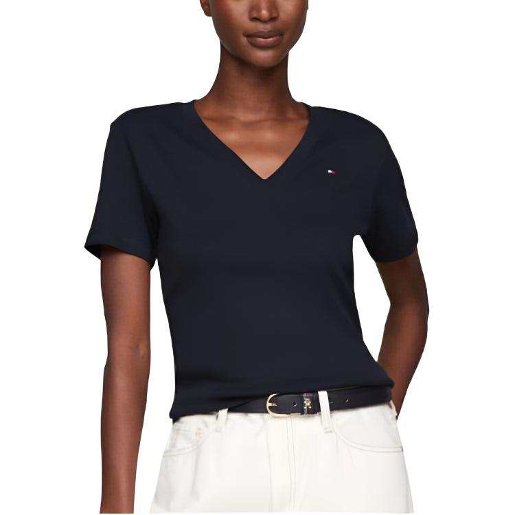 Tommy Hilfiger T Shirts Women's Dark Blue V Neck