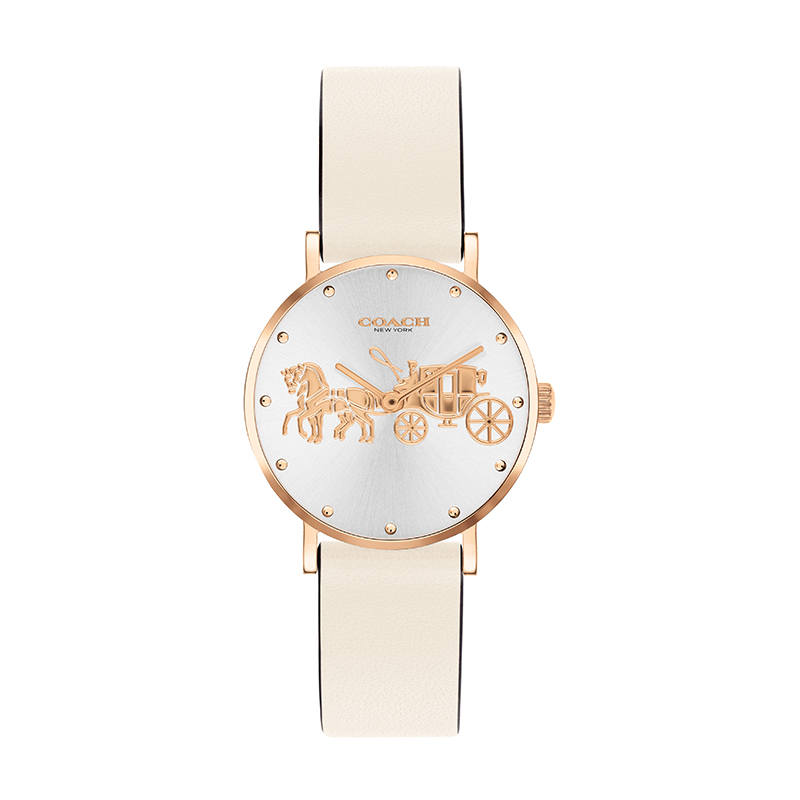 COACH Perry European/US Watches Quartz Movement Cow Leather Strap Silver Dial Women's Watch