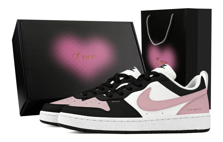 Nike Nike Court Borough Heart Deeply In Love Low top Skateboard Shoes Unisex Black Pink