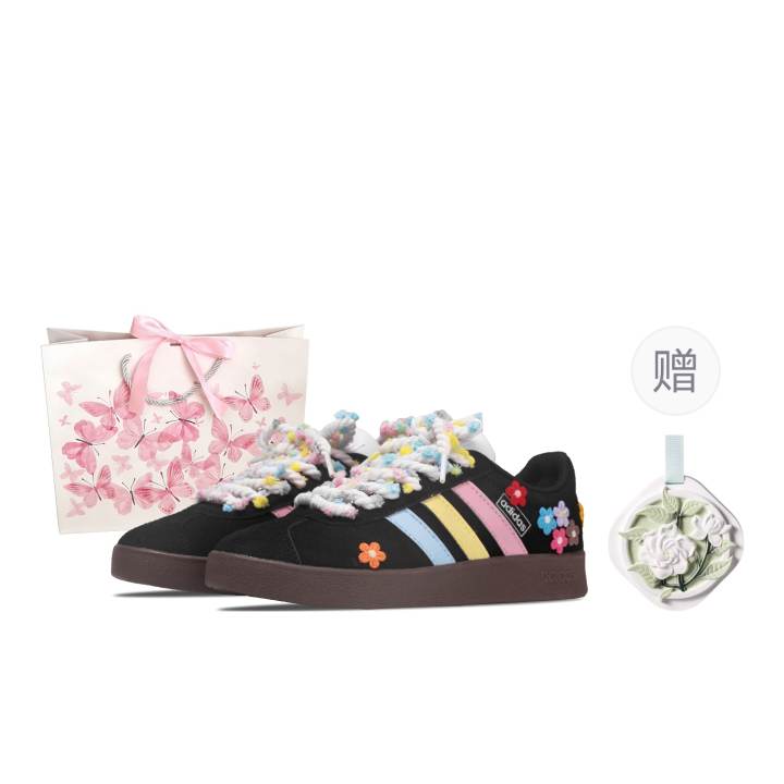 Adidas Adidas VL COURT 2.0 Everlasting Beauty, Spacious Space, Shopping Bag Suede Abrasion Resistant Low top Skateboard Shoes