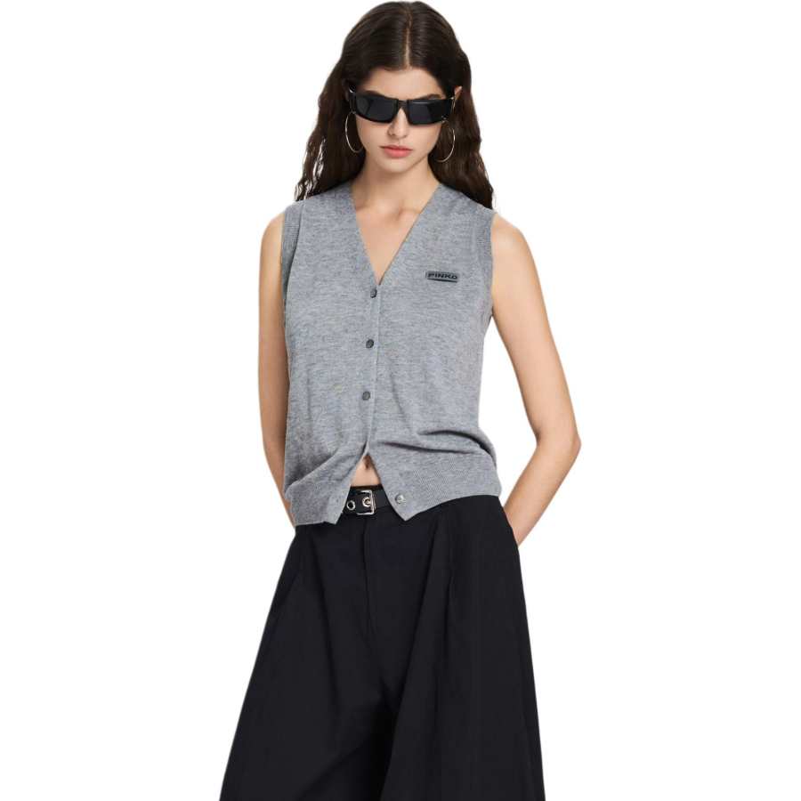 PINKO Vests Women's Gray V Neck Moderate Other