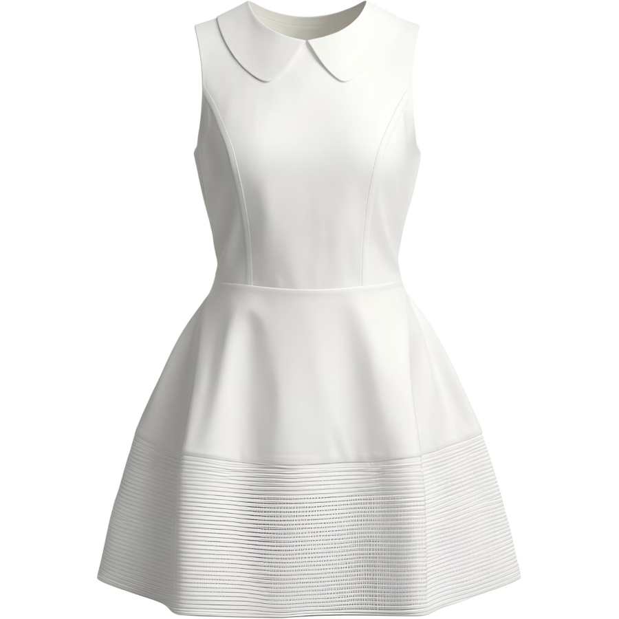 CHARM GLOW Sleeveless Dresses Women's White Peter Pan Collar Moderate Short Skirt