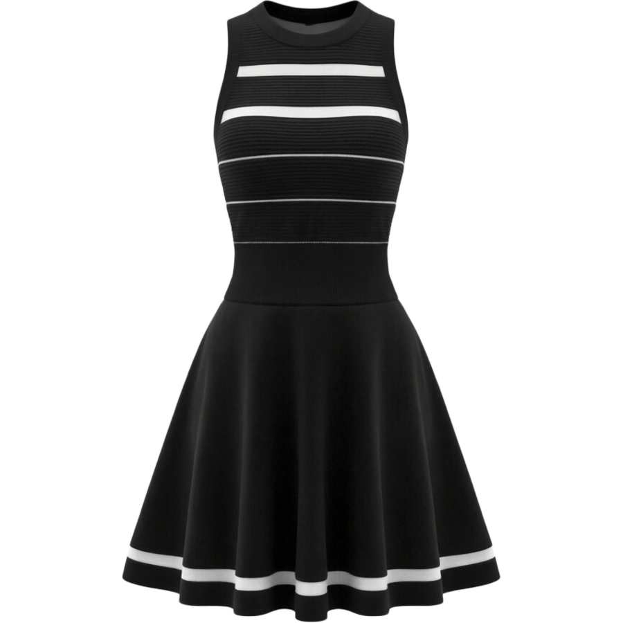 CHARM GLOW Sleeveless Dresses Women's Crew Neck Moderate Short Skirt A Line Skirt