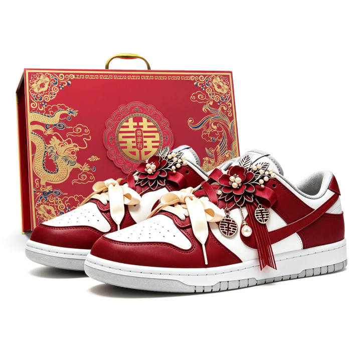 Nike Nike Dunk Low top Skateboard Shoes Unisex Red White