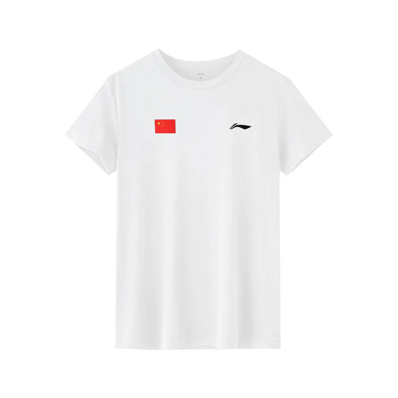 Li-Ning Li Ning T Shirts Unisex Standard White Quick Dry Crew Neck Thin