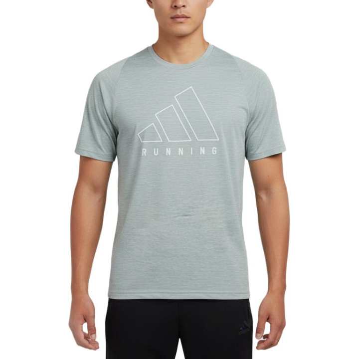 Adidas Adidas T Shirts Men's Light Gray Green Crew Neck Moderate