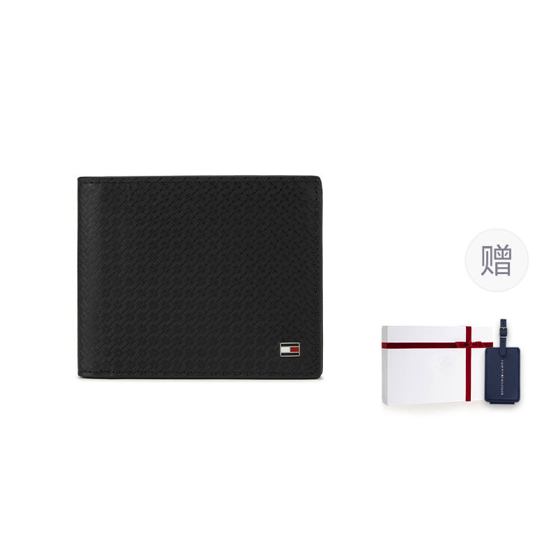Tommy Hilfiger Cow Leather Card Holder, Wallet Men's Black