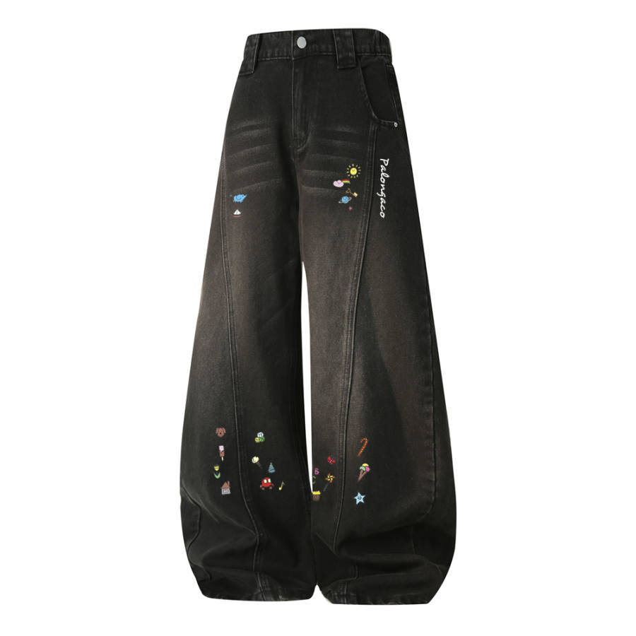 PAL ONGACO Jeans Unisex Moderate Wide Leg Pants